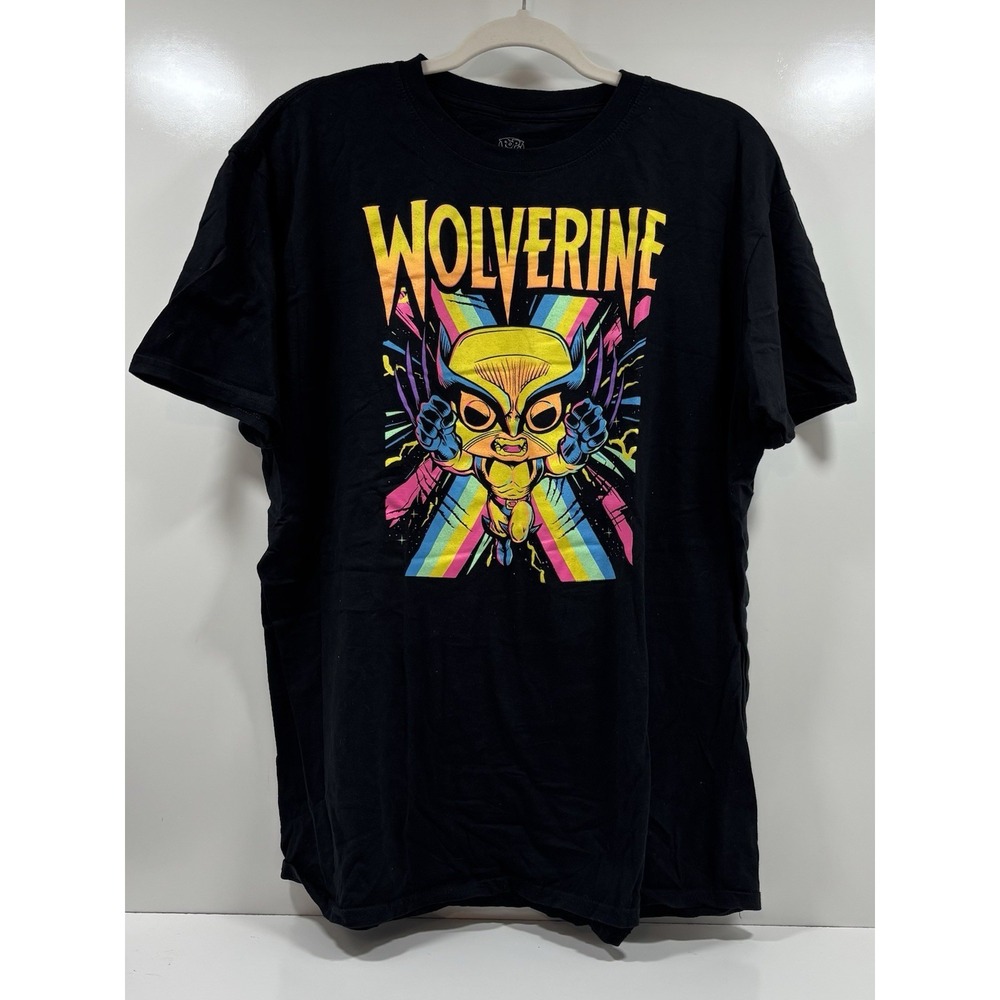 Marvel Funko Pop Tees Wolverine Black T-Shirt‎ XL Neon Rainbow Comic Collectible